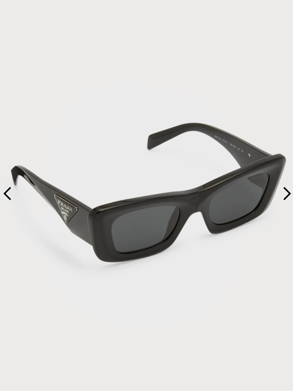 Prada Black Rectangular Acetate Cat-Eye Sunglasses